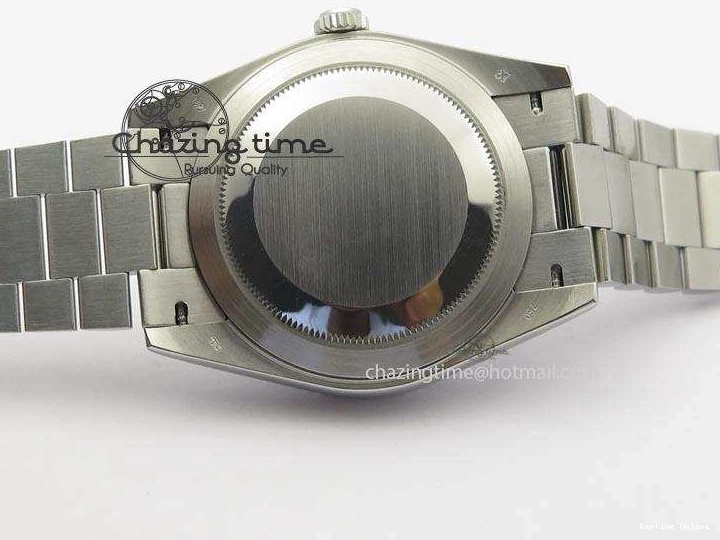 0112 DayDate 40mm BP-Maker 228206 SS Ice Blue Stick Dial (Smooth Bezel) On SS Bracelet ETA FreshLook 3913